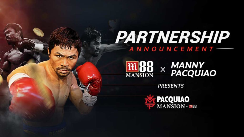 pengumuman kemitraan key visual m88 mansion x manny pacquiao