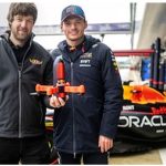 max verstappen being chased by the world's fastest drone