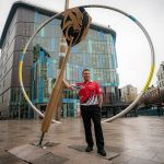 Three giant, golden darts land in Cardiff to celebrate the start of the 2024 BetMGM Premier League